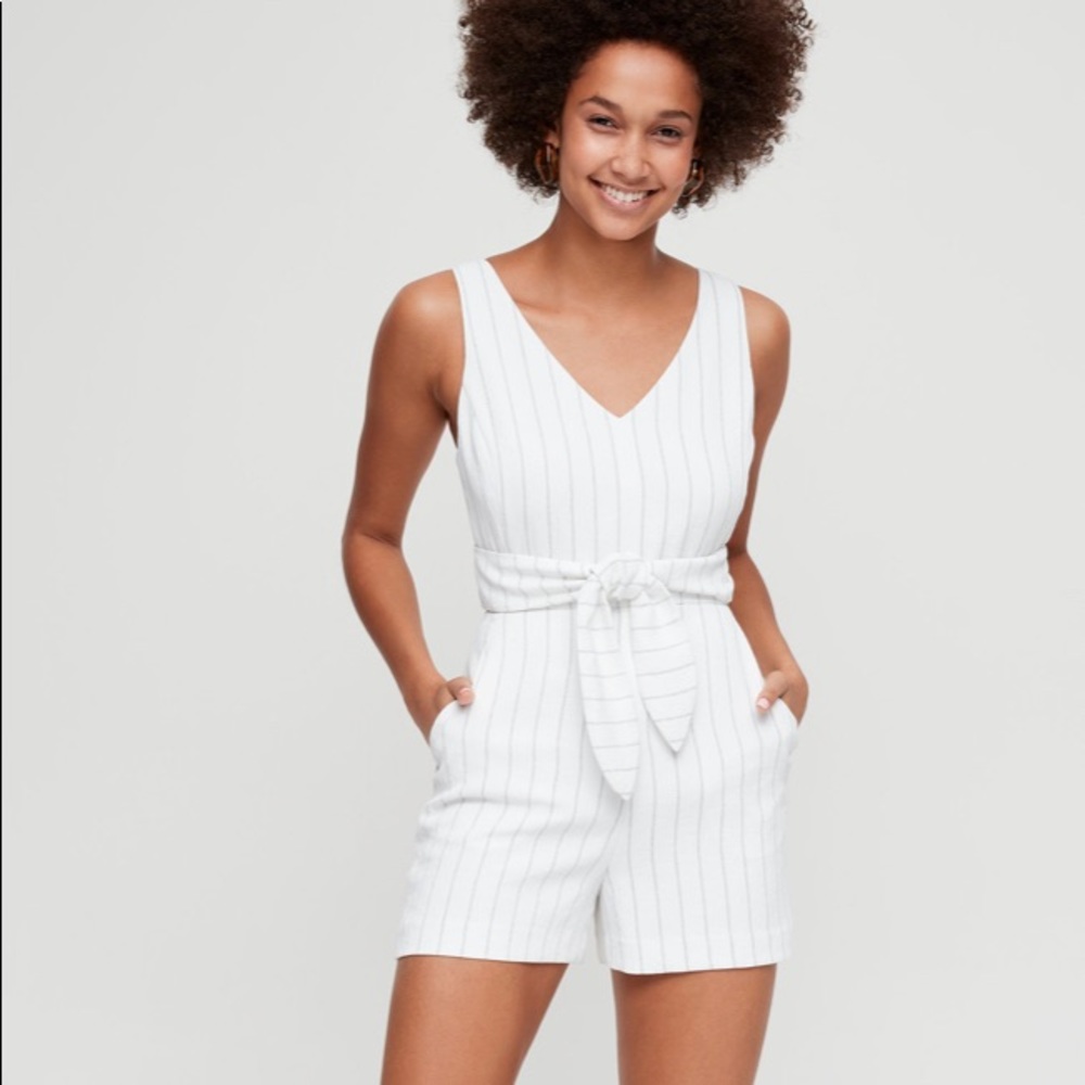 Wilfred White Striped Jumpsuit